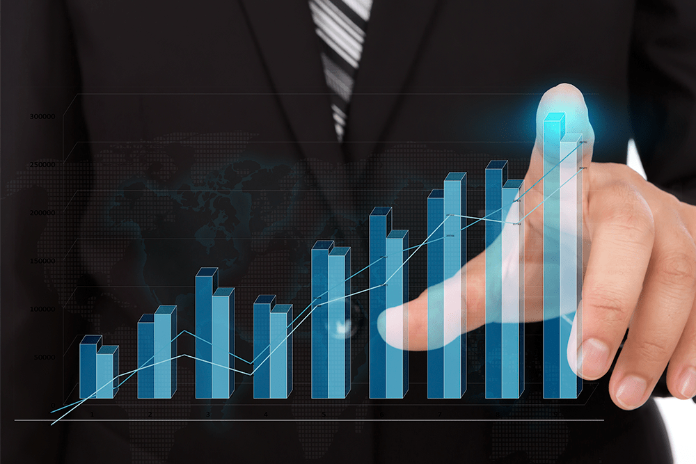 Graph showing raise in sales of dynamics 365 sales hub