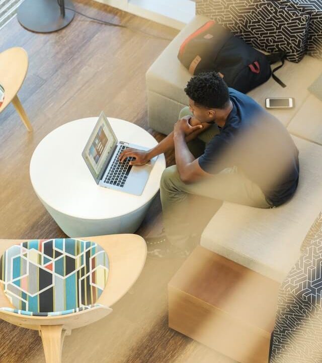 A man working on laptop